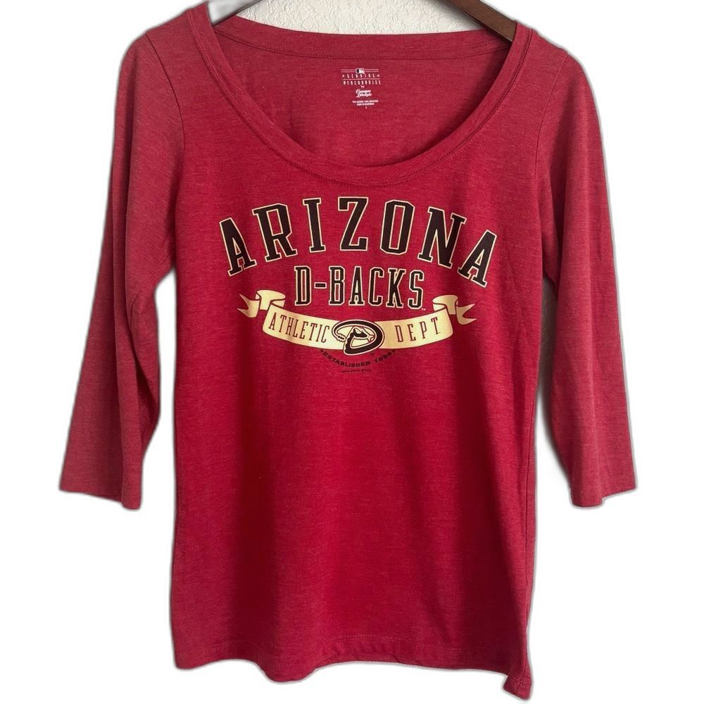 Arizona Diamondbacks Red Scoop Neck Quarter Sleeve Tee Genuine Merchandise Sz L